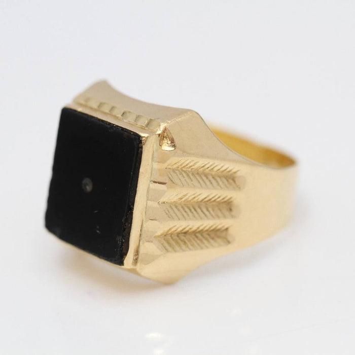 Bague 61 Sceau en or jaune avec onyx 58 Facettes E362875