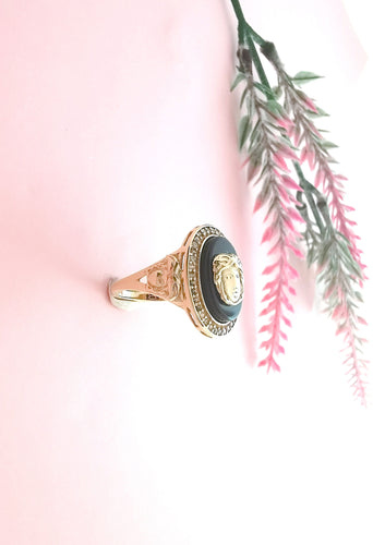 Bague 56 Bague tête de Gorgone sur Onyx 58 Facettes AA 1603