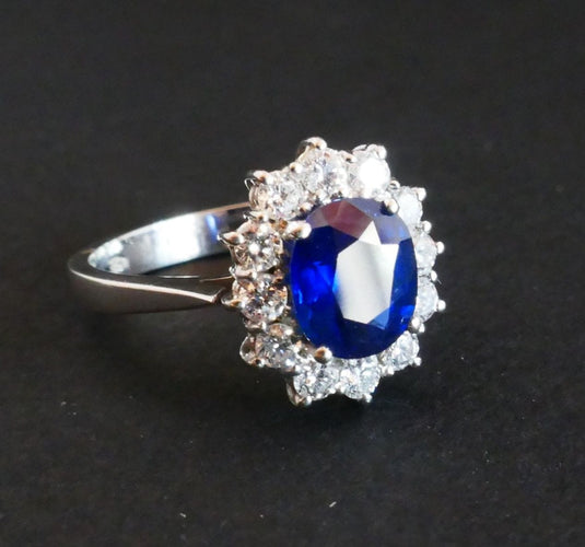 Bague 49.5 Bague Marguerite Saphir naturel Diamants 58 Facettes C22-02