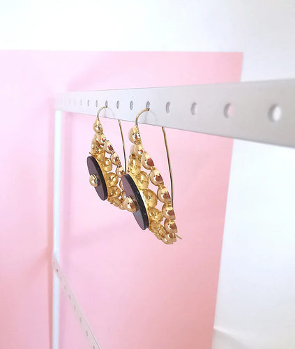 Boucles d'oreilles Boucles d'oreilles Dormeuses anciennes (1940-1950 ) - Onyx noir - Or Jaune 18K 58 Facettes AA 1652