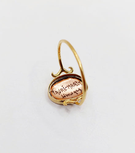 Bague 57 Bague Art Nouveau Limoges or jaune, plaque émaillée à la jeune fille (circa 1910) 58 Facettes A06342