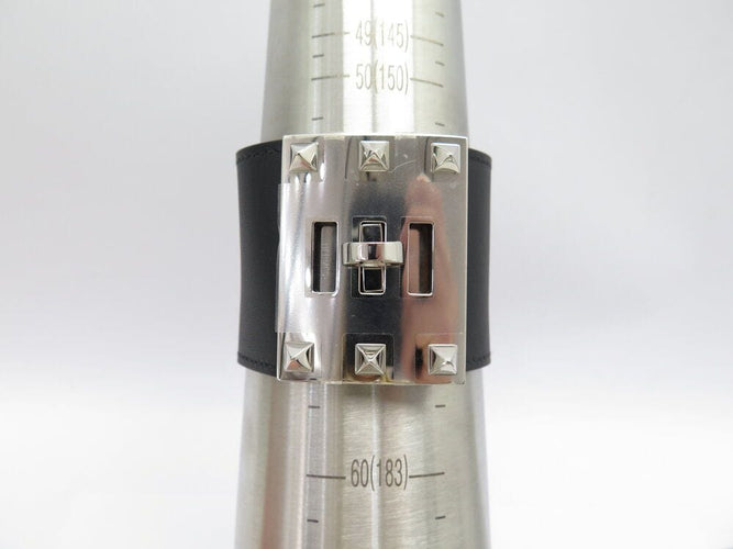 Bracelet bracelet HERMES extreme kelly dog manchette en cuir noir 50mm 58 Facettes 267199