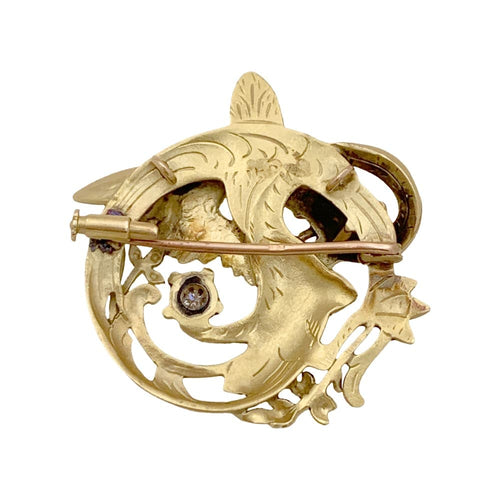 Broche Broche "Dradon ailé", or jaune, diamant. 58 Facettes 34901
