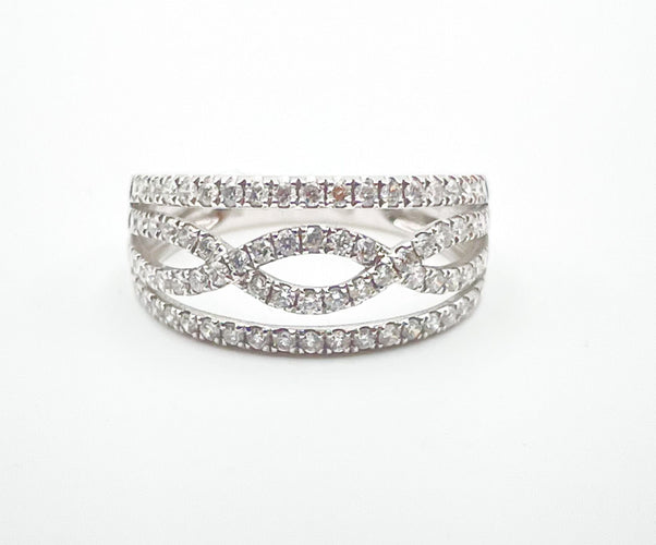 Bague 55 Bague bandeau Or blanc Diamants 58 Facettes