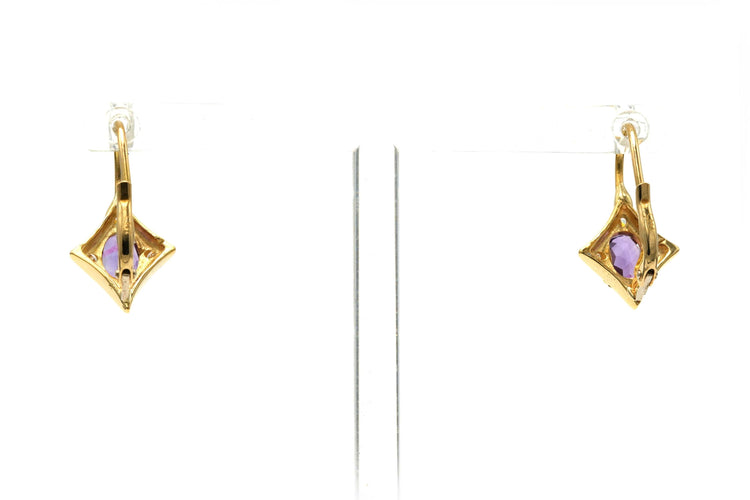 Boucles d'oreilles Boucles d’oreilles en or jaune 18 carats et améthystes, diamants taille brillant 58 Facettes B799