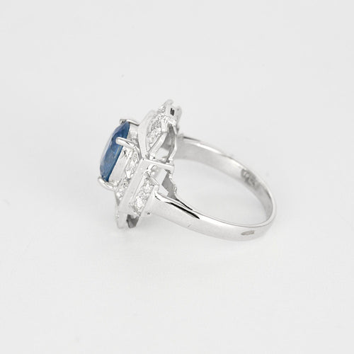 Bague 56 Bague style Art Déco saphir de Ceylan diamants 58 Facettes