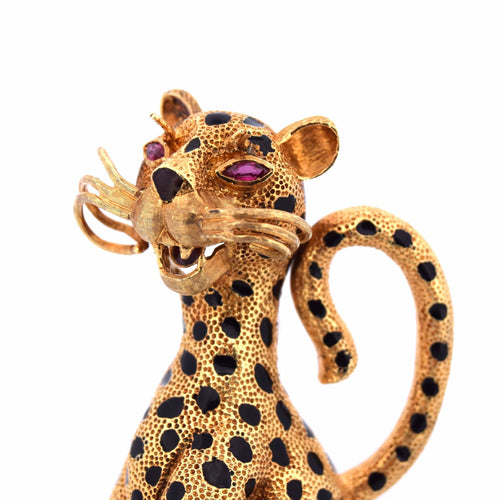 Spilla Vintage in Gold Giallo con Rubini