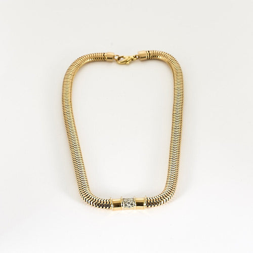 Collier Collier à maille tubogaz en or jaune et diamants 58 Facettes NAR0567