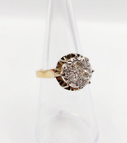 Bague 52.5 Bague dôme Art Déco or rose et diamants taille ancienne (circa 1950) 58 Facettes A06061