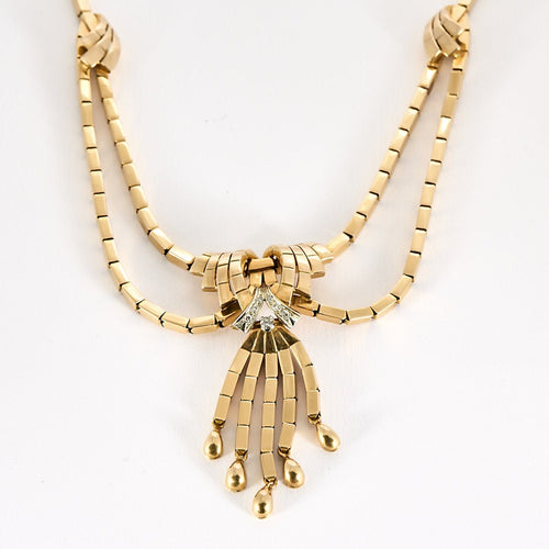 Collier Collier Vintage années 50 or jaune et diamants 58 Facettes