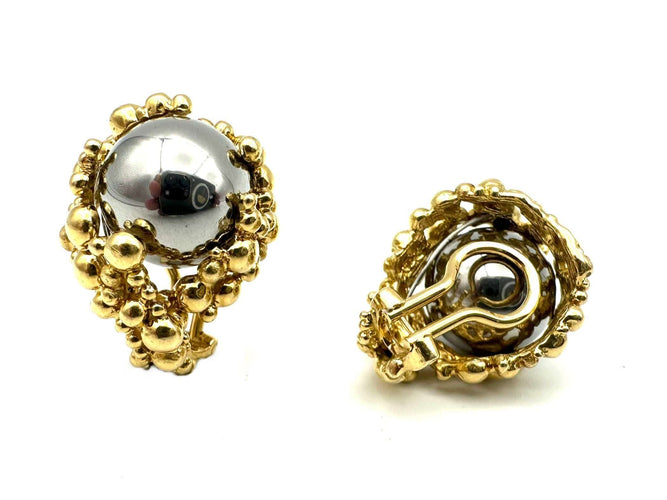 Boucles d'oreilles GILBERT ALBERT. Clips d'oreilles or jaune 18K et billes interchangeables 58 Facettes