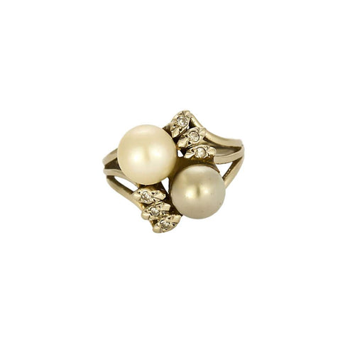 Bague 48,5 Bague Toi&Moi en or blanc, perles de cultures et diamants 58 Facettes VAN0475