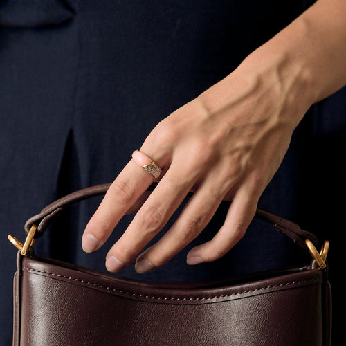 Bague 51.5 VAN CLEEF & ARPELS - Bague or jaune corail peau d'ange et diamants 58 Facettes