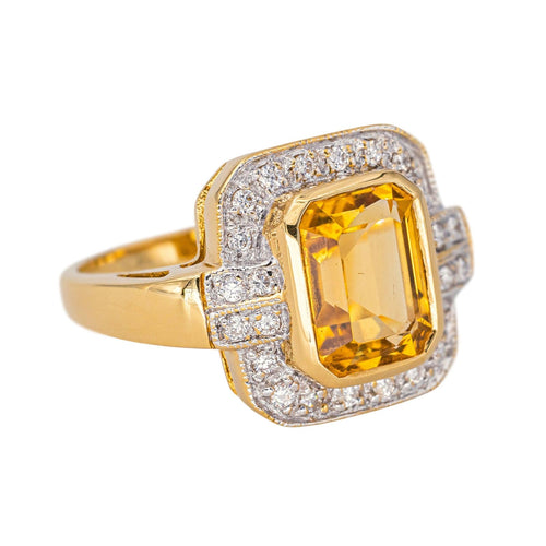 Bague 53 Bague Or jaune Citrine, Diamant 58 Facettes 4445903CN