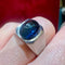 Bague 56 Bague or blanc tourmaline bleue 58 Facettes 7824 A
