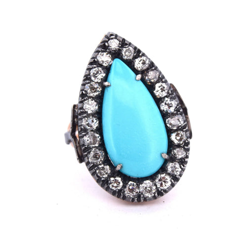 Bague 55 Bague en or turquoise de l'époque victorienne 58 Facettes