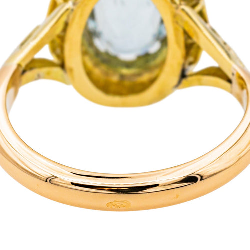 Bague 47 Bague Pompadour Or jaune Aigue marine, Diamant 58 Facettes 3447714CN