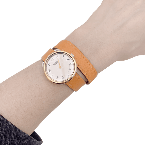 Montre Montre Hermès, "Arceau", plaqué or, acier, cuir. 58 Facettes 34466