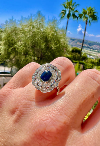 Bague 56 Bague Art Deco - Or 18 Carats, Saphir Naturel Non Chauffé et Diamants 58 Facettes 469