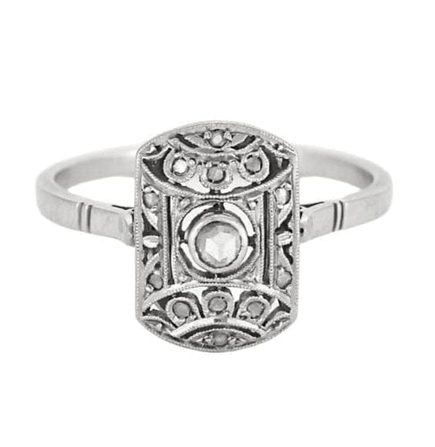 Bague 55 Bague en platine, or gris et diamants 58 Facettes EL004