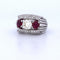 Bague 54 Bague vintage en or blanc avec diamants et rubis 58 Facettes