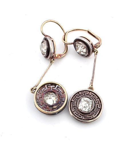 Boucles d'oreilles Boucles d'oreilles anciennes bas de gamme en or et diamants 58 Facettes
