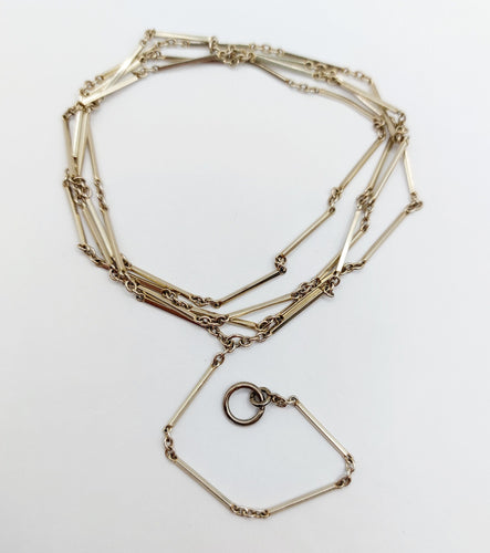 Collier Chaine sautoir antique or blanc à maille bâtonnets finement travaillés 58 Facettes A04836