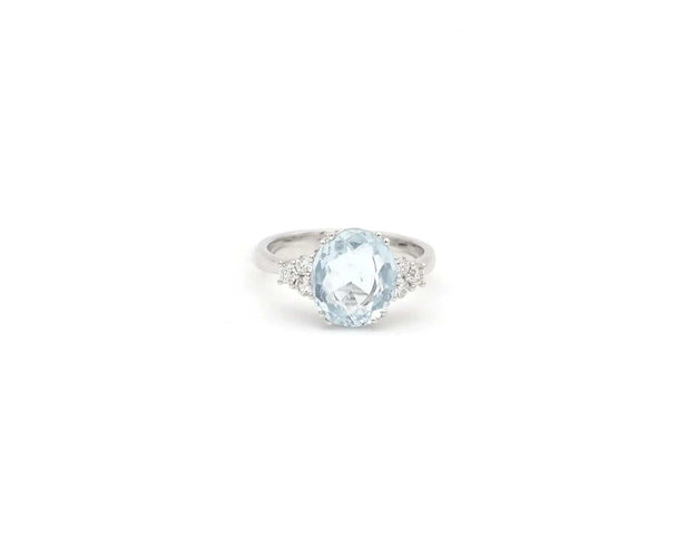 Bague Bague en or blanc avec une aigue-marine de 3,03 ct et des diamants de 0,21 ct 58 Facettes 14356