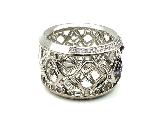 Prsten 54 CHOPARD. Kolekcija "Imperijalna", prsten od belog zlata, ametisti i dijamanti 58 Facettes