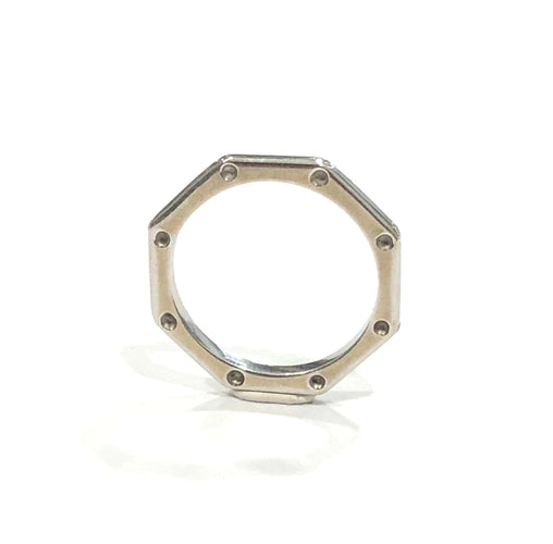 Bague 54.5 Bague hexagonale or blanc et diamants 58 Facettes