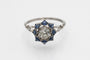 Bague 56 Old platinum ring with diamonds and sapphires, first half of the 20th century 58 Facettes 10813