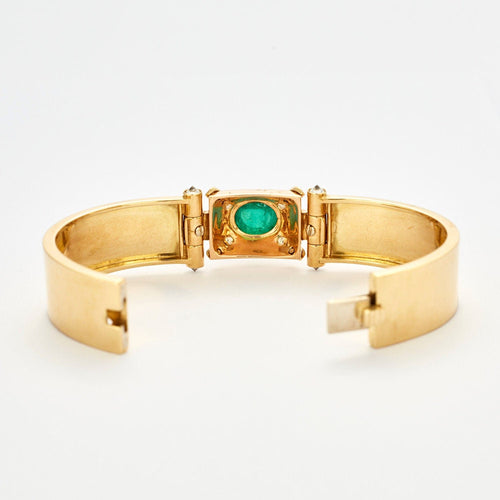 Vintage armband in geel goud met smaragd in cabochon