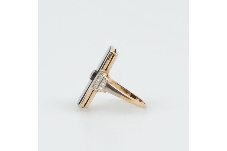 Bague Bague vintage Art Déco avec onyx et diamants en or jaune 18k 58 Facettes AD1