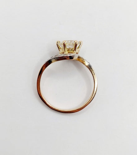 Bague 54.5 Bague tourbillon antique en or 18k et platine, diamants taille ancienne 1,35 carat 58 Facettes A06442