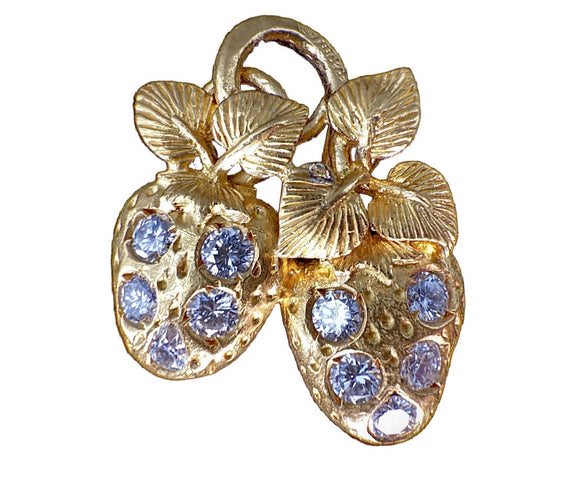 Pendentif Pendentif or jaune fraises serti de brillants 58 Facettes