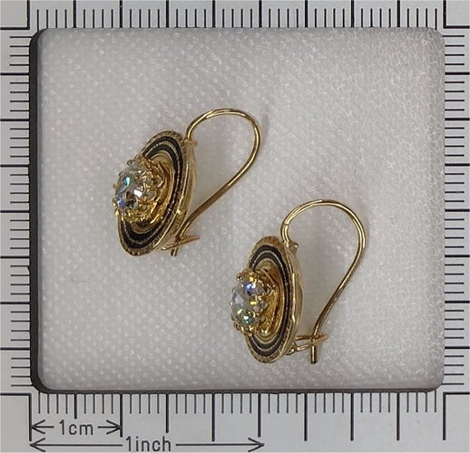 Boucles d'oreilles Aperçus de grandeur : boucles d'oreilles en diamant des années 1830 58 Facettes 21355-0125