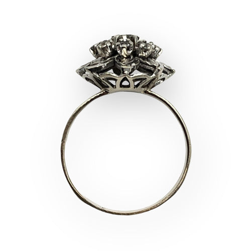 Bague 53 Bague marguerite en or blanc 750 avec pierres blanches serties 58 Facettes 149065085