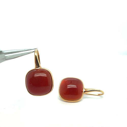 Boucles d'oreilles Boucles d'oreilles en or avec agate rouge et nacre 58 Facettes