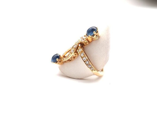 Bague 56.5 Bague Or Jaune, Saphirs et diamants 58 Facettes