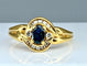 Bague 57 Bague en or jaune 18 carats en saphir et diamants 58 Facettes AB337