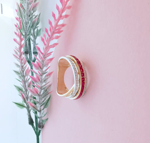 Bague 56 Bague Croisée Rubis Diamants 58 Facettes AA 1568