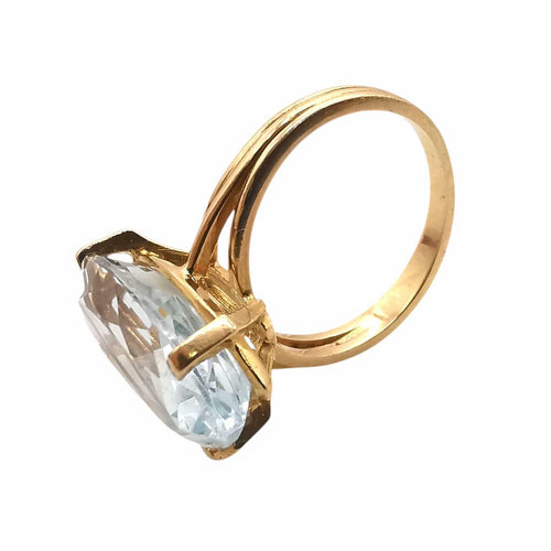 Bague 51 Bague or jaune & aigue-marine 58 Facettes