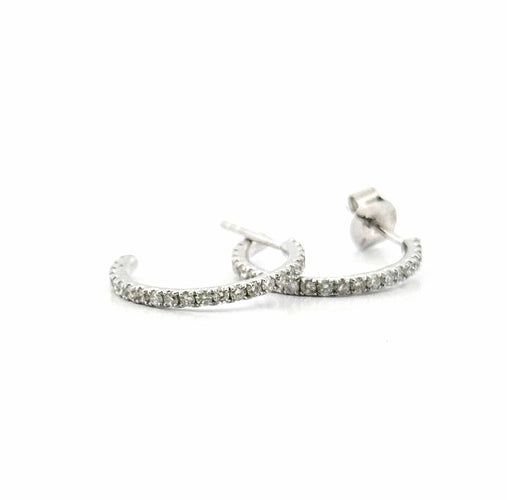 Boucles d'oreilles Créole en or blanc 18 carats et diamants 58 Facettes
