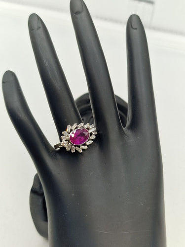 Bague Bague en or blanc avec rubis et diamants baguette 58 Facettes