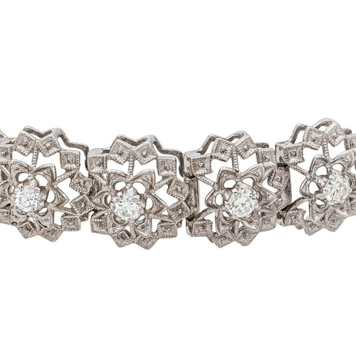 Bracelet Bracelet Fleur Or blanc Diamant 58 Facettes 3455898CN