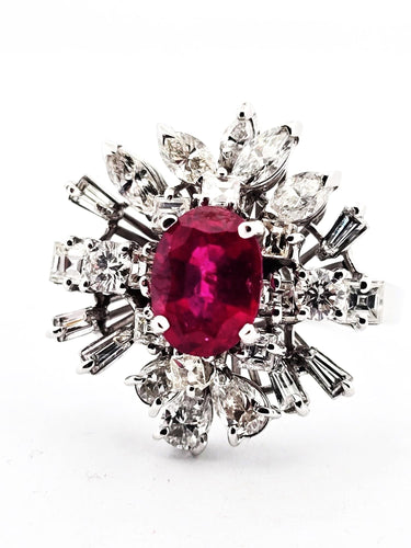 Prsten 64 Prsten od belog zlata sa rubinima i dijamantima 58 Facettes