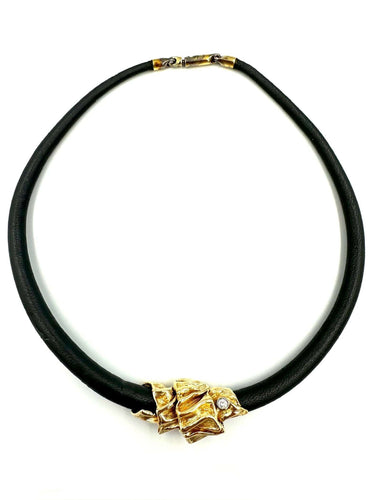 Collier GILBERT ALBERT. Collier or jaune 18K et diamant 58 Facettes