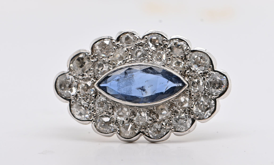 Broche Sapphire Diamonds White Gold 18 Carats Brooche 58 Facettes