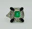 Bague 56 Bague Art Déco en platine ornée d'émeraudes, d'onyx et de diamants 58 Facettes 50307