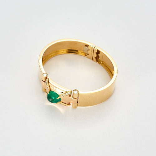 Vintage armband in geel goud met smaragd in cabochon